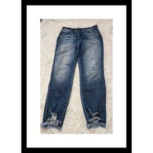 KanCan Distressed Button Fly Raw Hem High Rise Ankle Jeans Size 11 30x27